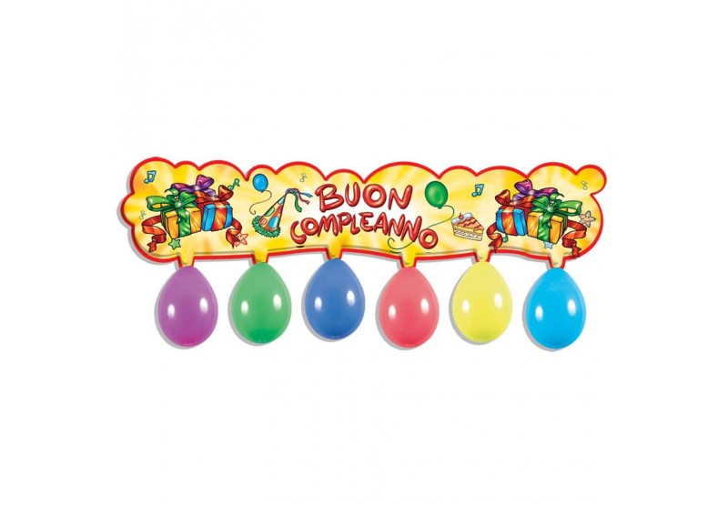 Kit Buon Compleanno con 6 palloncini mt 1,00 x h 23 cm
